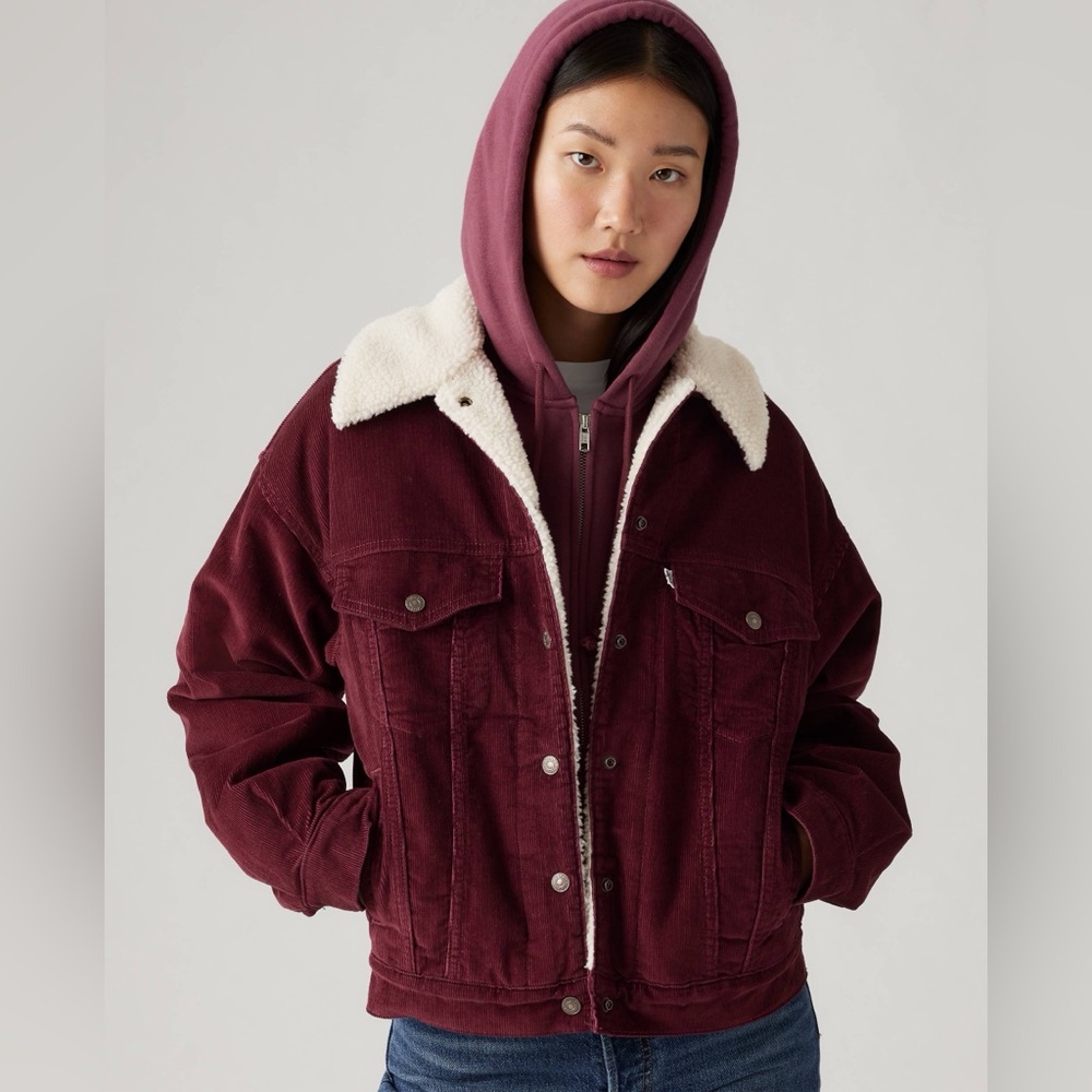 Levi’s Corduroy Sherpa-Lined Jacket in Burgundy